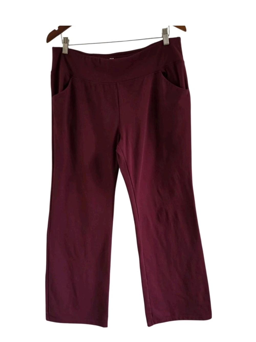 Iuga Wide Leg Wine Burgundy High Waist Yoga Pants Pockets Womens Size XXL